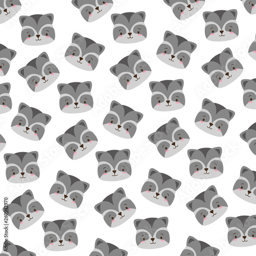cute raccoon face cartoon background