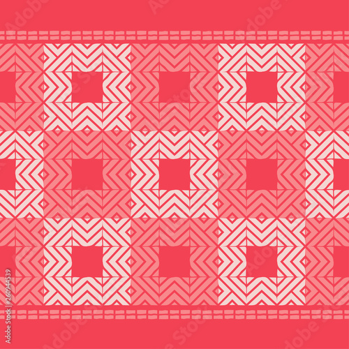Ethnic boho seamless pattern. Embroidery on fabric. Patchwork texture. Weaving. Traditional ornament. Tribal pattern. Folk motif. Can be used for wallpaper, textile, invitation card, wrapping, web pag