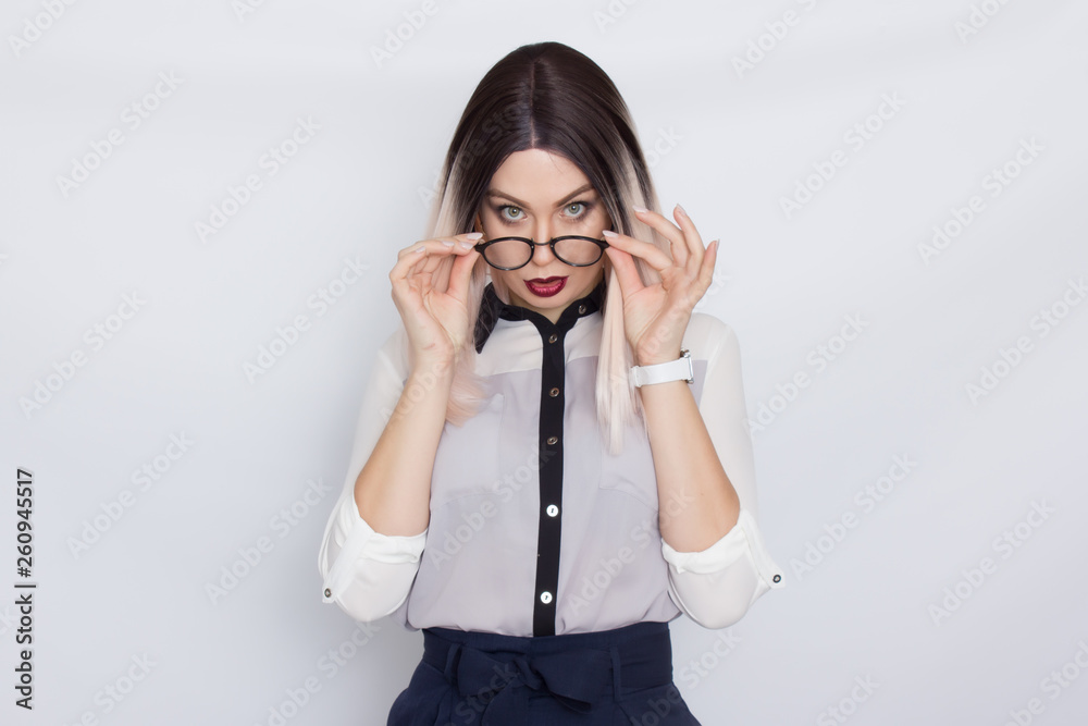 Image of beautiful business woman wearing glasses Image of beautiful business woman wearing glasses