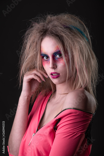 Attractive young girl with disheveled hair