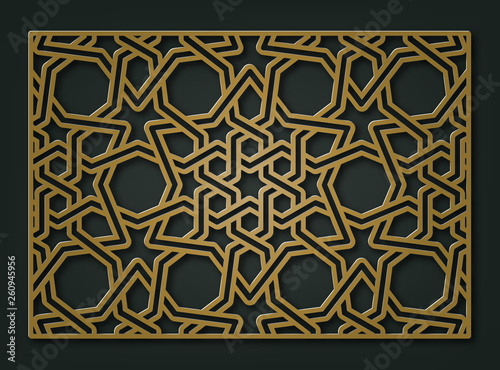 The oriental template pattern for laser cutting. Geometric ornament.