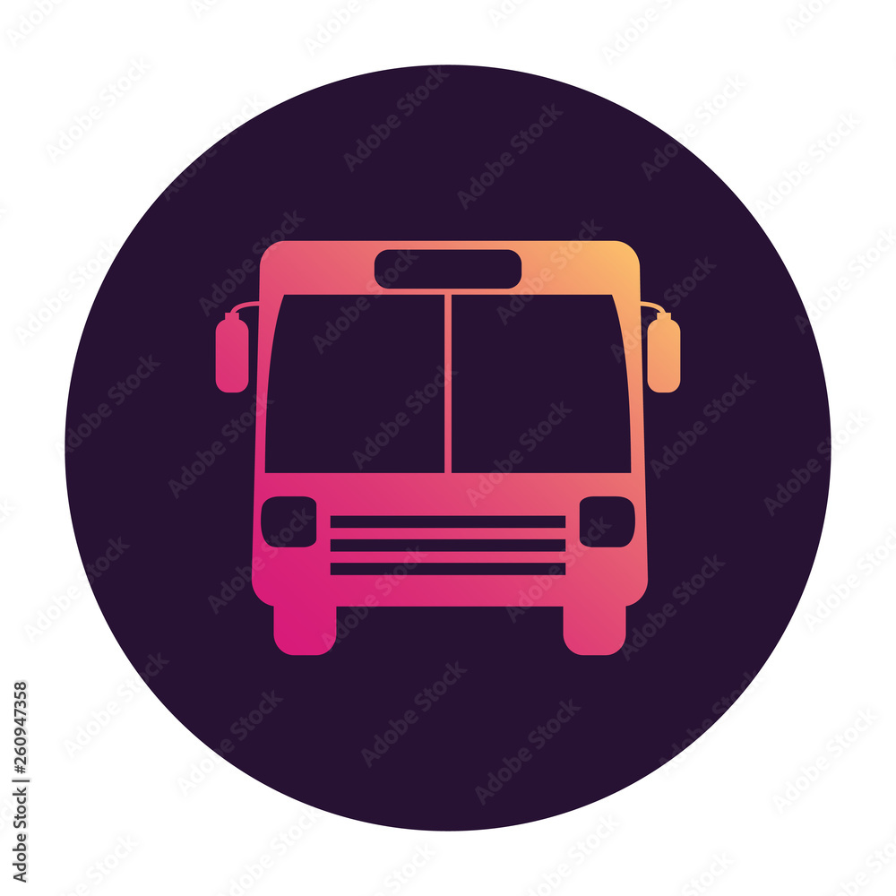 Bus icon. Public transport. Vehicle cabin. Front view. Flat vector gradient. Bus icon. Public transport. Vehicle cabin. Front view. Flat vector gradient.