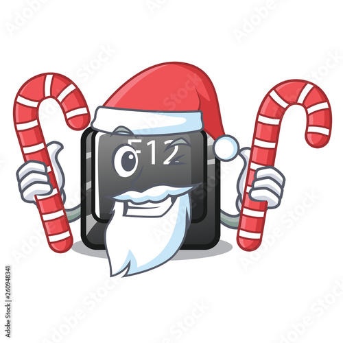 Santa with candy f12 button installed on cartoon computer
