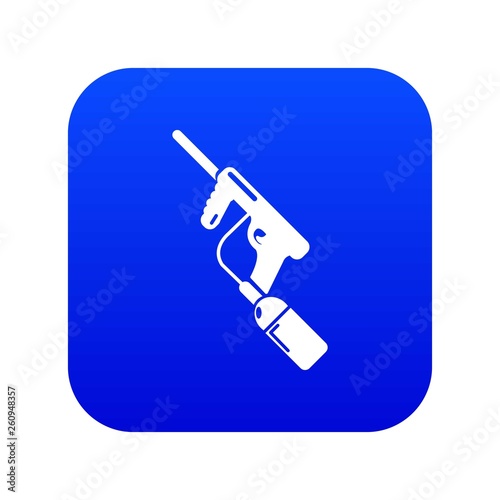 Paintball gun charging icon blue vector isolated on white background