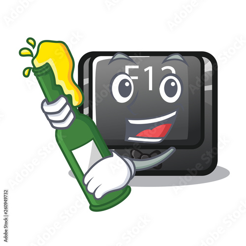 With beer f12 button installed on cartoon computer