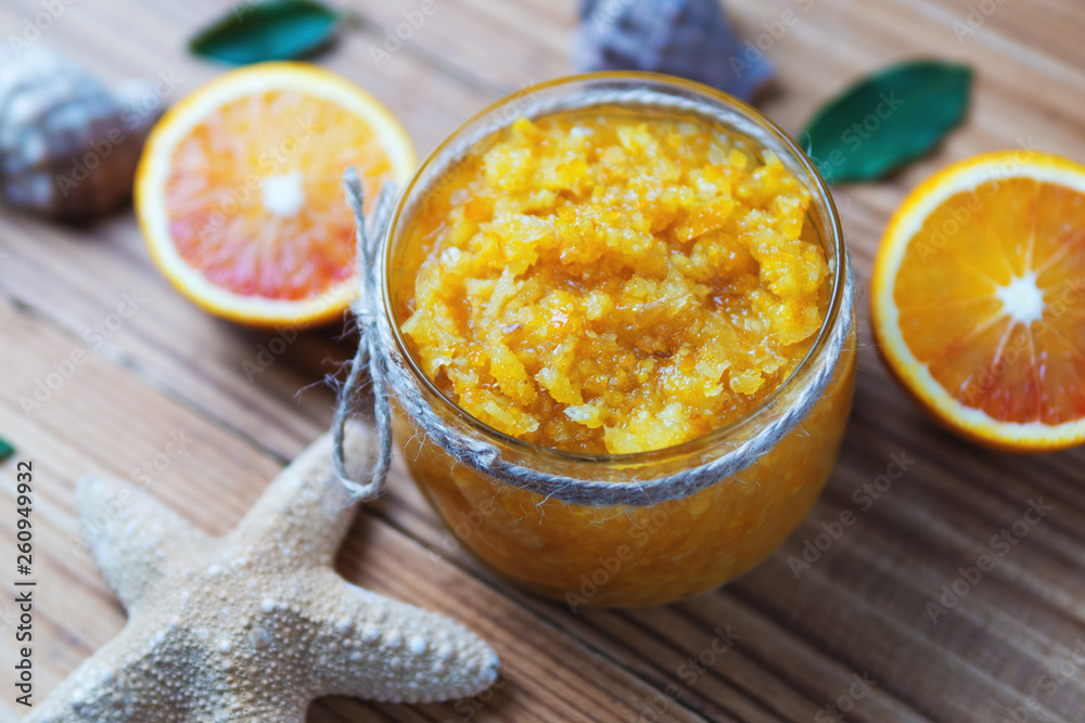 Homemade orange scrub. Skin care and massage Homemade orange scrub. Skin care and massage