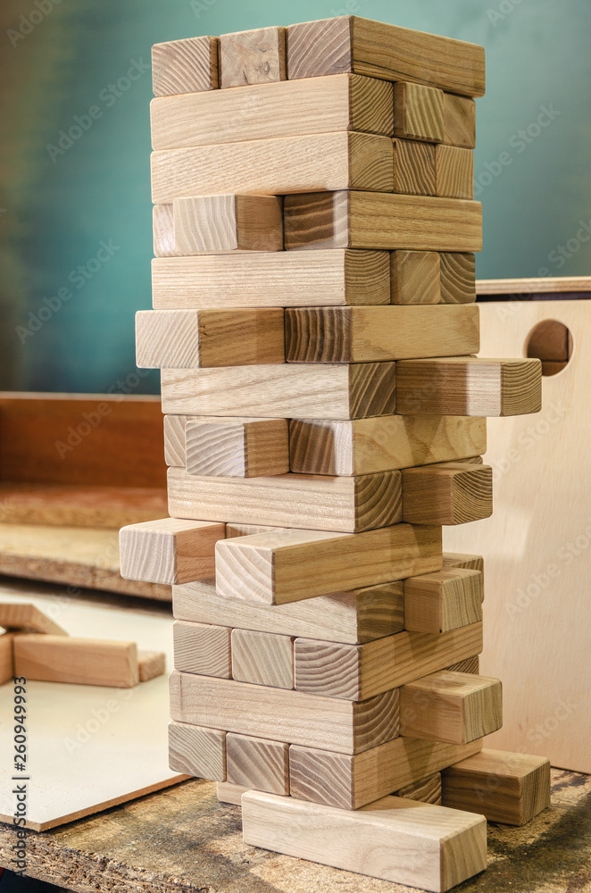 Wooden beech sticks for family game close-up Wooden beech sticks for family game close-up
