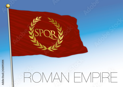 Roman Empire historical flag, SPQR, vector illustration