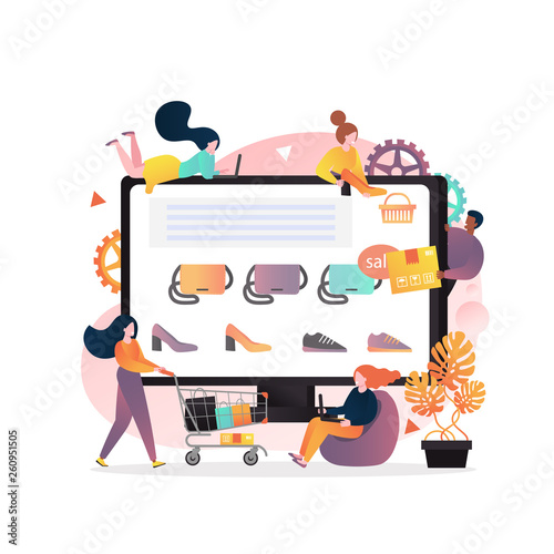 Online shop vector concept for web banner, website page