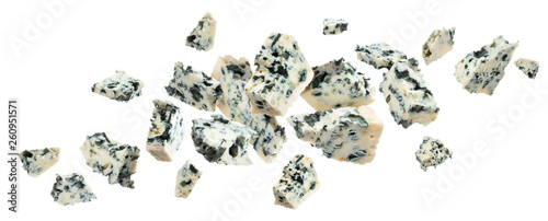 Foto Danish blue cheese isolated on white background
