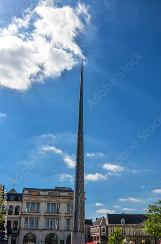 Spike shaped modern monument in the main square of Valenciennes photo