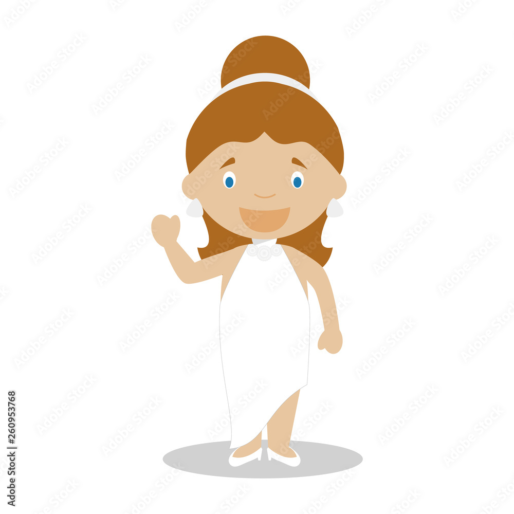 Mestizo bride wearing a wedding dress in cartoon style Vector Illustration Mestizo bride wearing a wedding dress in cartoon style Vector Illustration