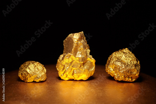 Closeup of big gold nuggets