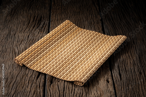 plate mat on wood background clear and without depth of field