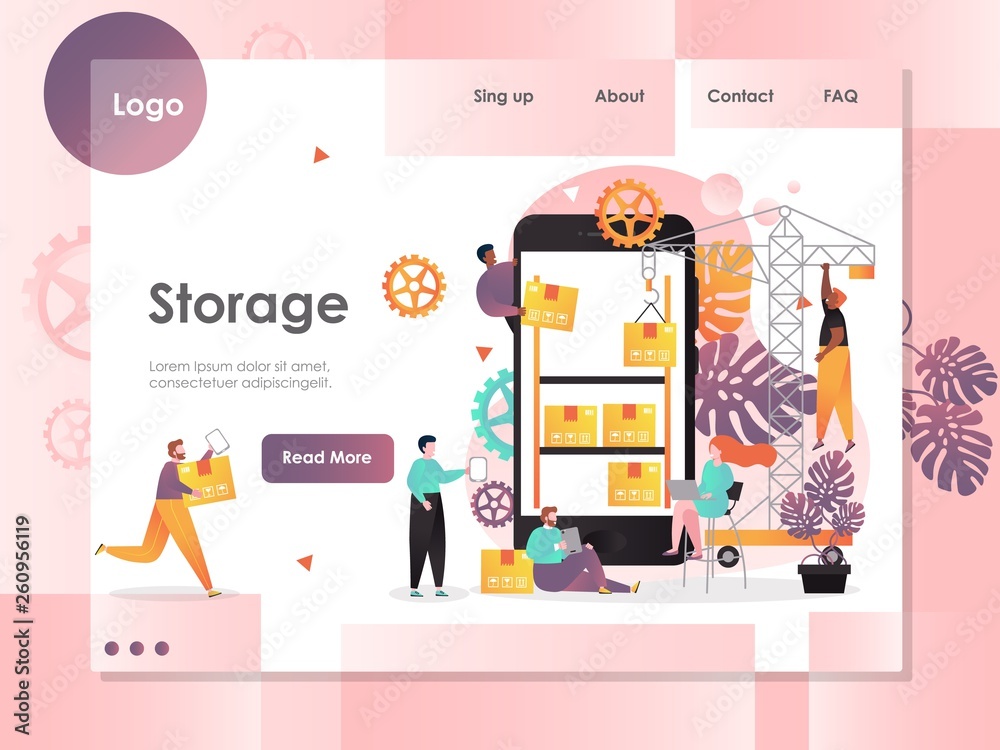 Storage vector website landing page design template Storage vector website landing page design template