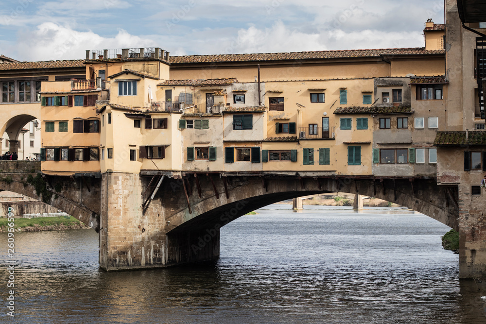 Ponte Vecchio famous landmark bridge over the river in Firenze, Tuscany