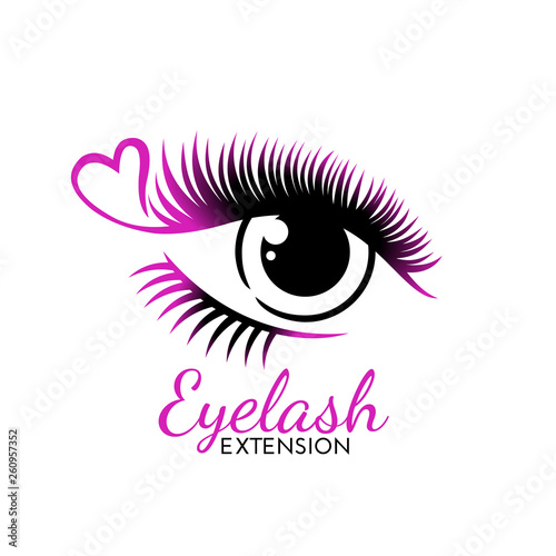 Cute Eyelash extension logo isolated on white.