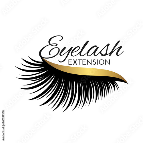 Cute Eyelash extension logo isolated on white.