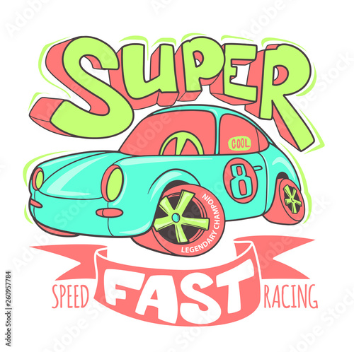 Little Super Car vector T-shirt Design and other uses.