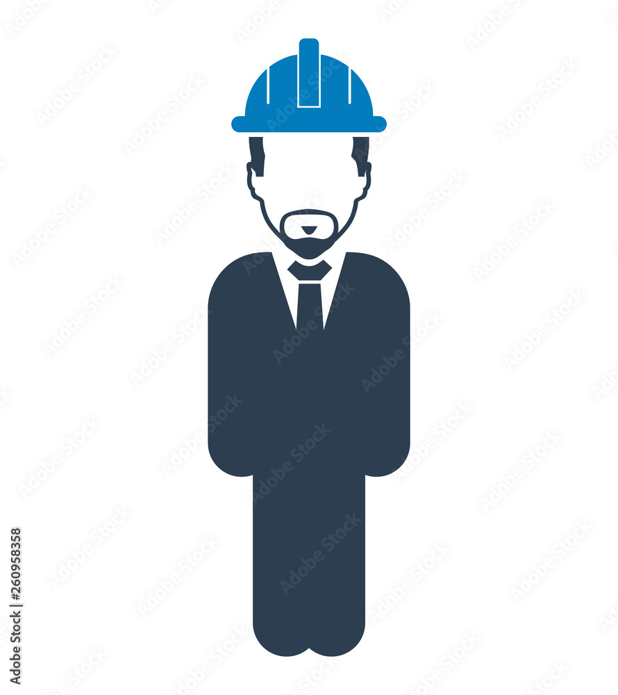 Standing Male Engineer Icon. Flat style vector EPS. Standing Male Engineer Icon. Flat style vector EPS.