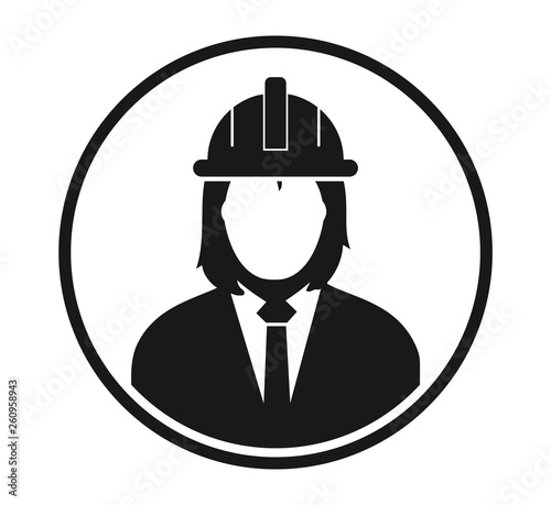 Female Engineer Profile Icon. Flat style vector EPS.