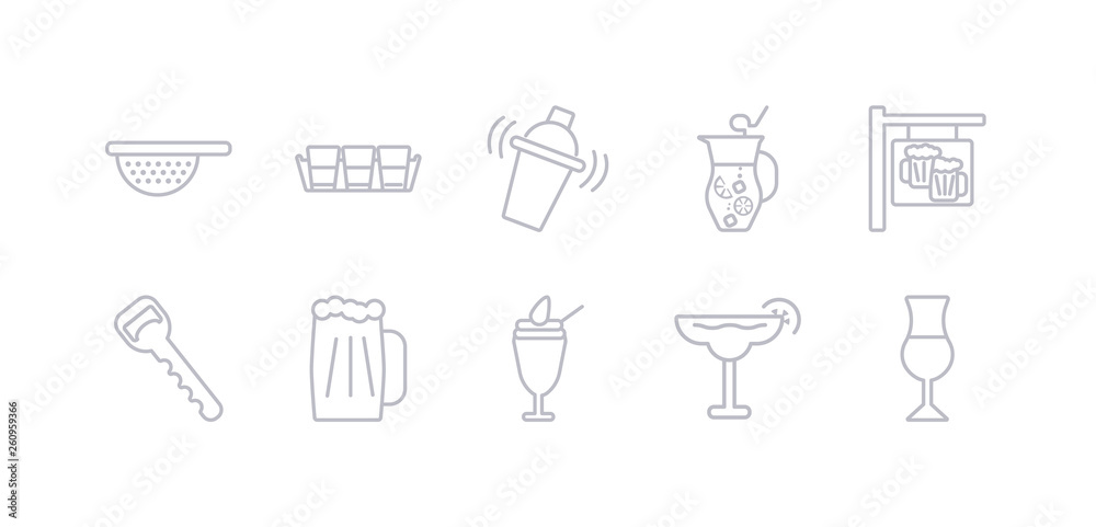 simple gray 10 vector icons set such as mai thai, margarita, milkshake, oktoberfest, opener, pub, sangria. editable vector icon pack simple gray 10 vector icons set such as mai thai, margarita, milkshake, oktoberfest, opener, pub, sangria. editable vector icon pack