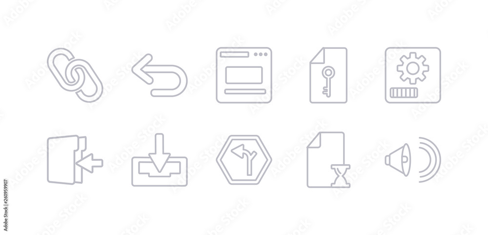 simple gray 10 vector icons set such as high volume, history, horizontal alignment, inbox, insert, items, key. editable vector icon pack simple gray 10 vector icons set such as high volume, history, horizontal alignment, inbox, insert, items, key. editable vector icon pack