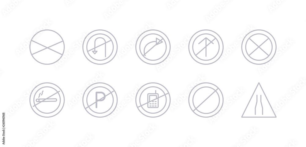 simple gray 10 vector icons set such as narrow road, no entry, no mobile phone, no parking, smoking, stopping, straight. editable vector icon pack simple gray 10 vector icons set such as narrow road, no entry, no mobile phone, no parking, smoking, stopping, straight. editable vector icon pack