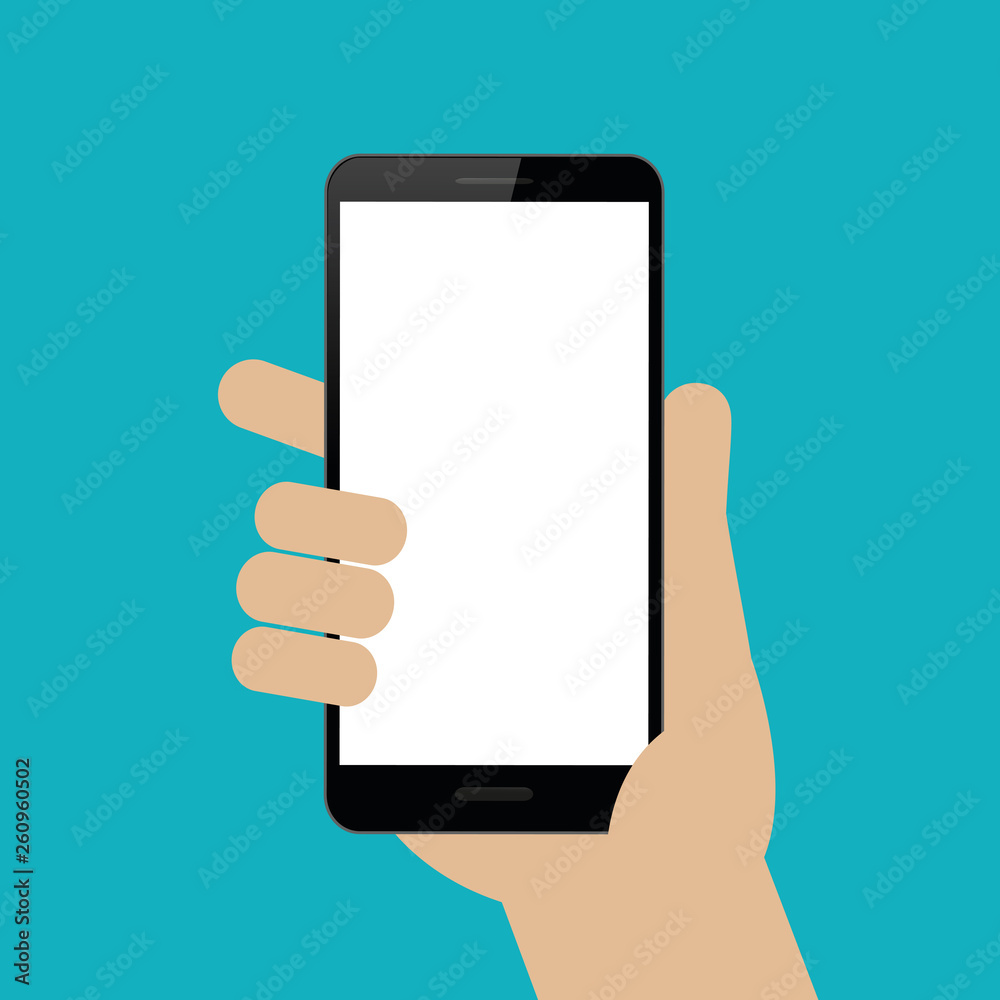 hand is holding a black smartphone vector illustration EPS10 hand is holding a black smartphone vector illustration EPS10