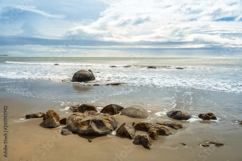 boulders at the beach of Moeraki New Zealand