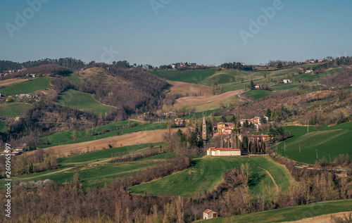 Roncastaldo  a small village  between farmland and woodland  on the hills near Bologna.