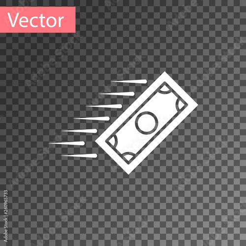 White Fast payments icon isolated on transparent background. Fast money transfer payment. Financial services, fast loan, time is money, cash back concept. Vector Illustration