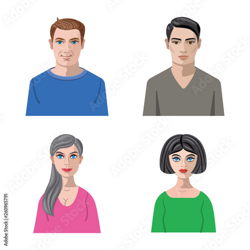 Isolated object of avatar and face icon. Set of avatar and profile vector icon for stock.
