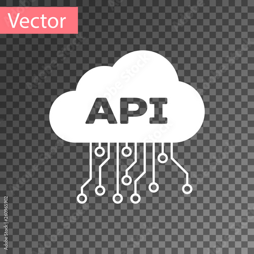 White Cloud api interface icon isolated on transparent background. Application programming interface API technology. Software integration. Vector Illustration