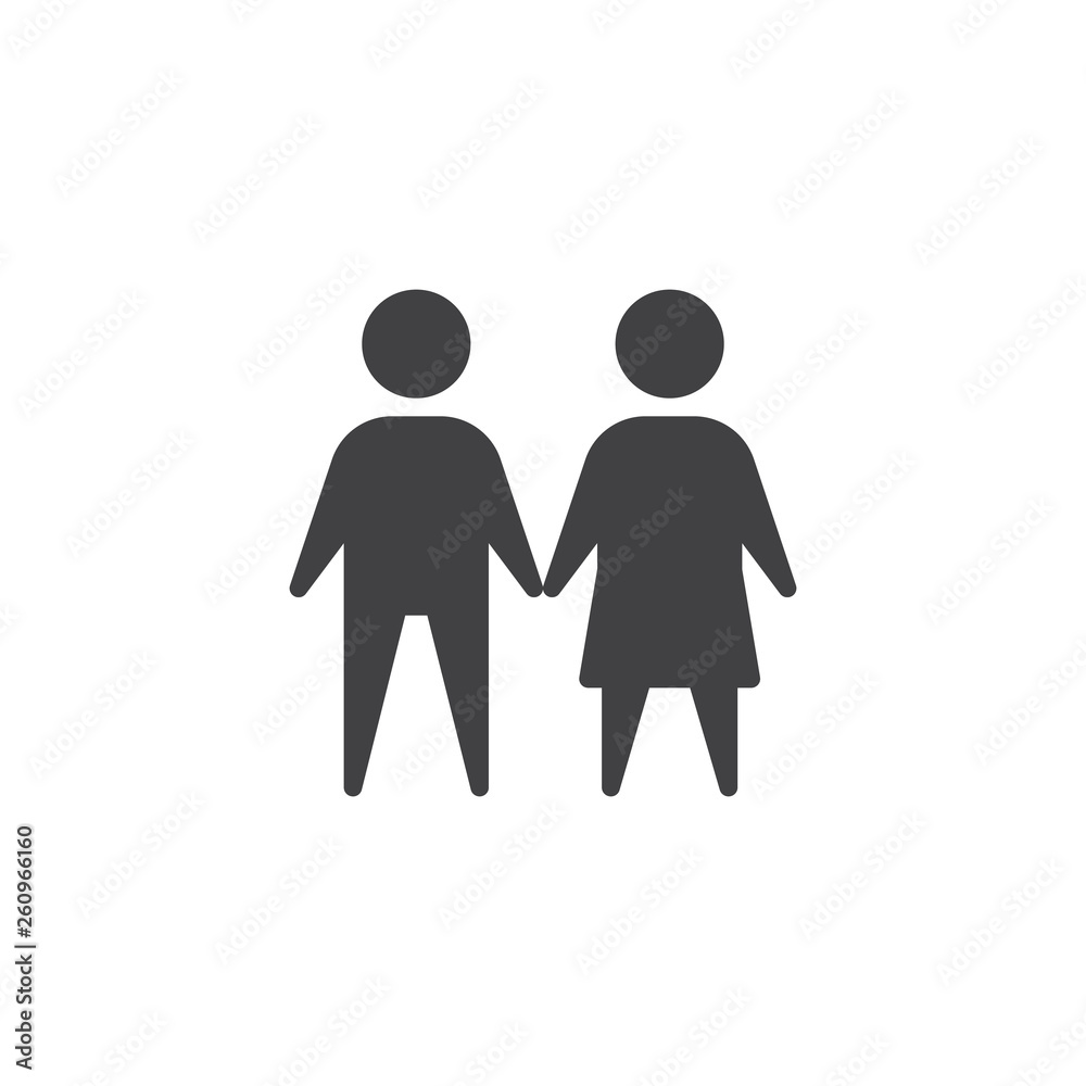Male and female vector icon. Gentleman and lady filled flat sign for mobile concept and web design. Man and woman toilet sign glyph icon. Symbol, logo illustration. Pixel perfect vector graphics