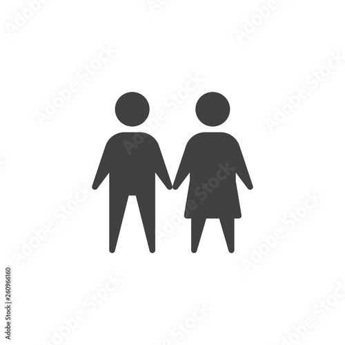 Male and female vector icon. Gentleman and lady filled flat sign for mobile concept and web design. Man and woman toilet sign glyph icon. Symbol, logo illustration. Pixel perfect vector graphics