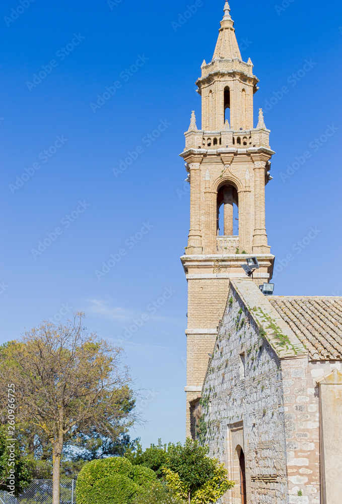 Church of Santa María la Mayor in Estepa, province of Seville. Charming white village in Andalusia. Southern Spain. Picturesque travel destination on Spain.