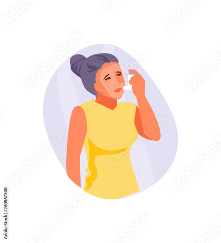 Girl with asthma vector