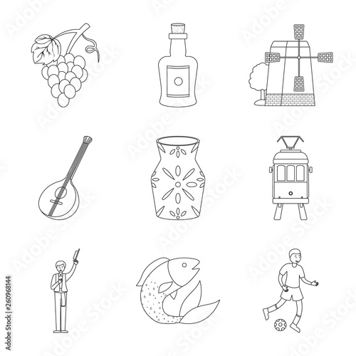 Isolated object of tourism and landmark logo. Set of tourism and european stock symbol for web.