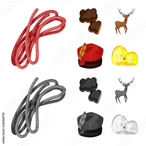 Isolated object of traditional and tour icon. Collection of traditional and landmarks stock vector illustration.