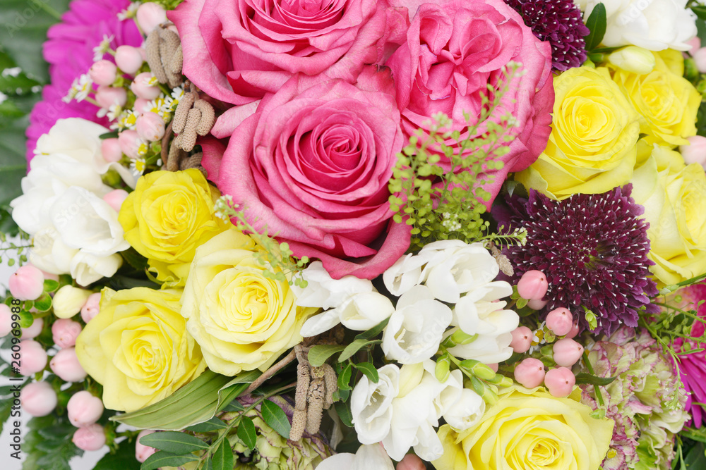 bouquet with many colorful flowers