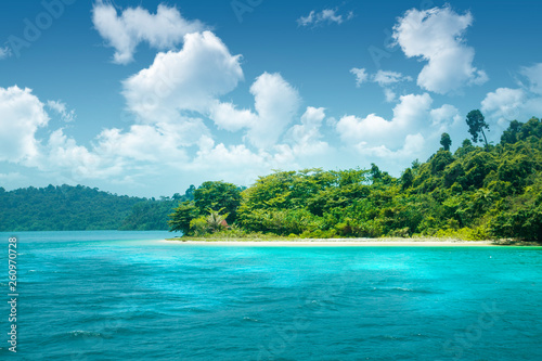 Beautiful paradise green island in the ocean. Tropics. Thailand Andaman Sea.