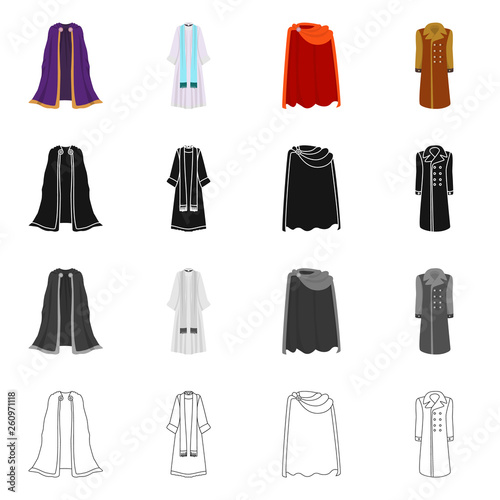 Vector illustration of material and clothing icon. Collection of material and garment vector icon for stock.