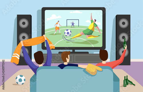 Colorful illustration of a football (soccer) match