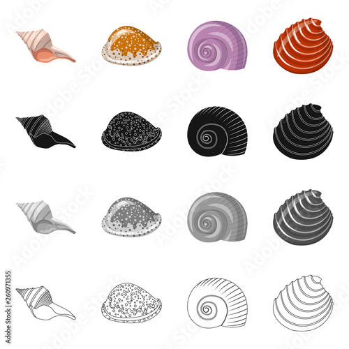 Vector illustration of animal and decoration symbol. Collection of animal and ocean stock vector illustration.