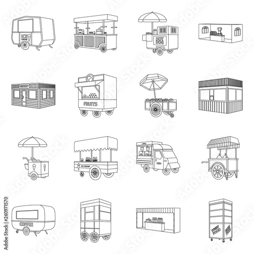 Vector illustration of market and small symbol. Collection of market and food stock symbol for web.