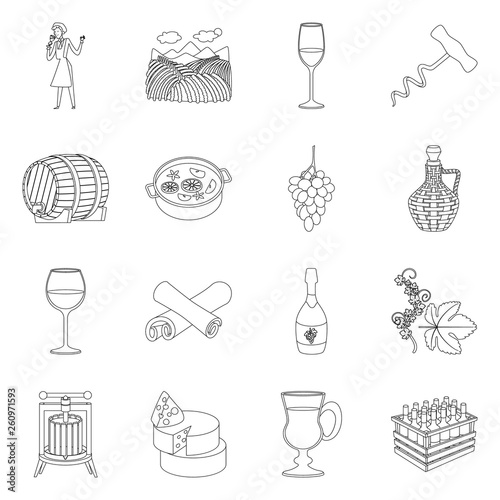 Isolated object of drink and manufacturing icon. Collection of drink and restaurant stock symbol for web.