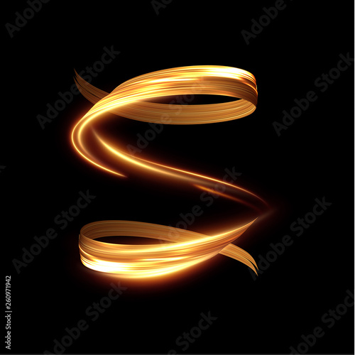 Golden shiny light lines vector background. EPS10