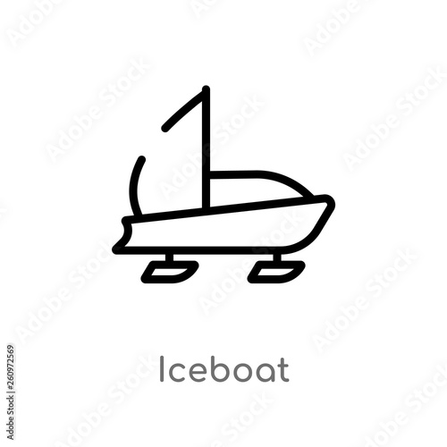 outline iceboat vector icon. isolated black simple line element illustration from nautical concept. editable vector stroke iceboat icon on white background