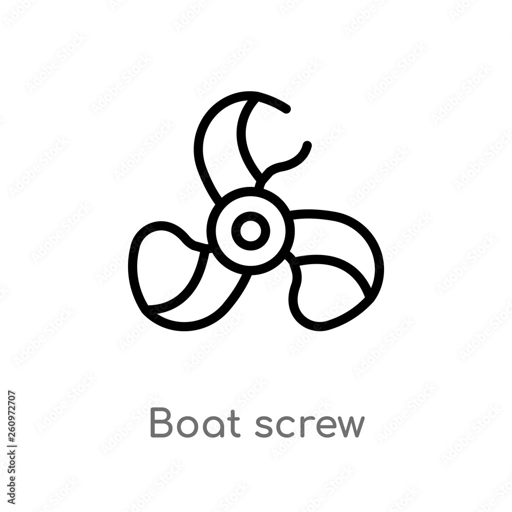 outline boat screw vector icon. isolated black simple line element illustration from nautical concept. editable vector stroke boat screw icon on white background